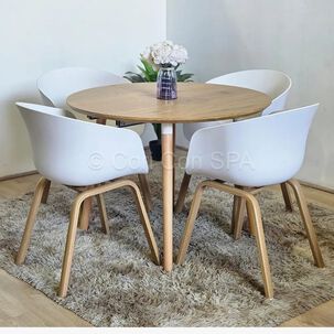 Comedor Mesa Expandible 100 - 180cms + 4 Sillas Cup Blanco