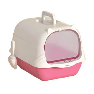 Arenero Baño Sanitario De Gatos Tapa Plegable Grande Rosa