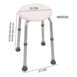 Silla Piso De Ducha Redondo Para Ba&ntilde;o Adulto Mayor Altura Regulable Aluminio Antideslizante 101a