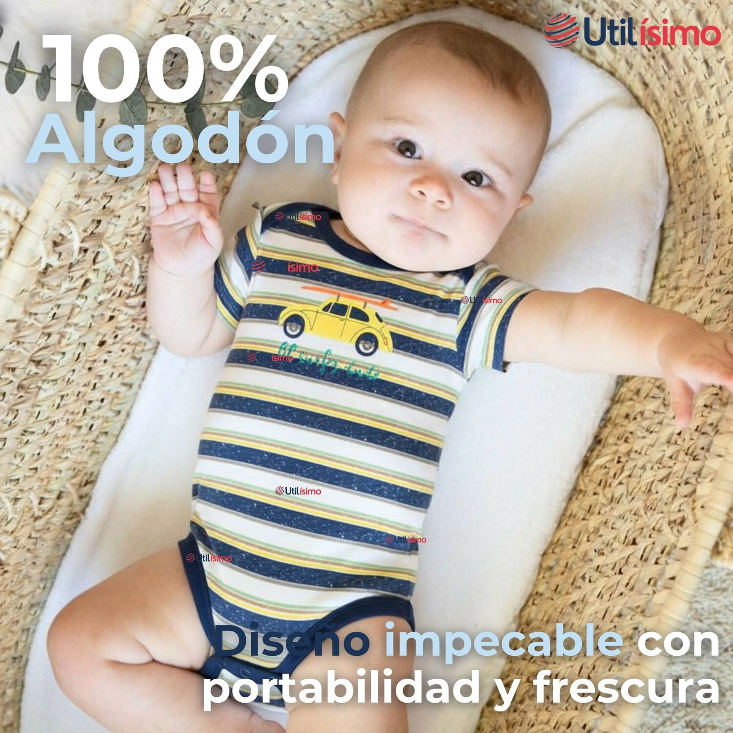Pack 5 Bodys Ni&ntilde;o Manga Corta Tedmimak 100% Algod&oacute;n Baby On Board image number 2.0