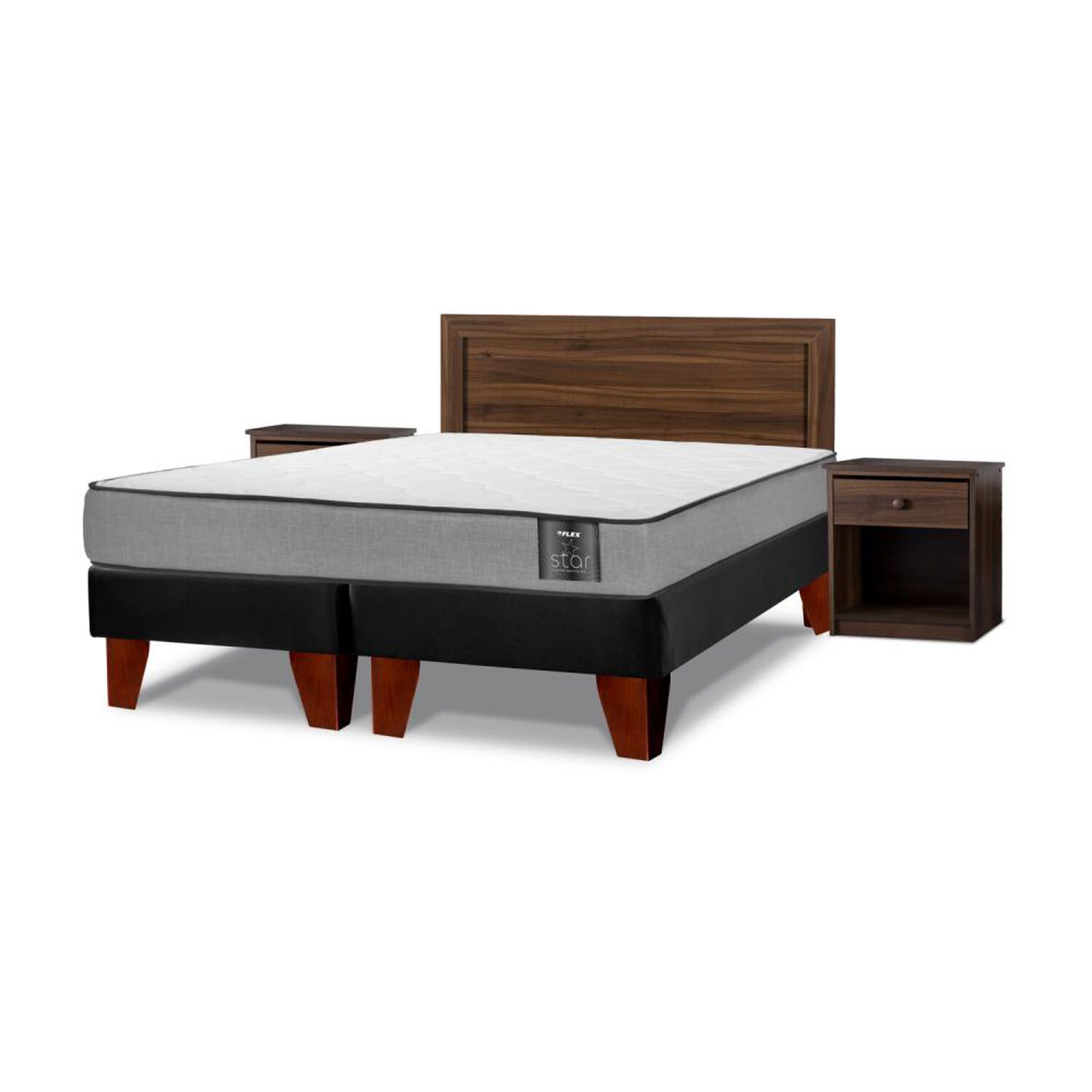Cama Europea Flex Star / 2 Plazas / Base Dividida + Set De Maderas image number 1.0