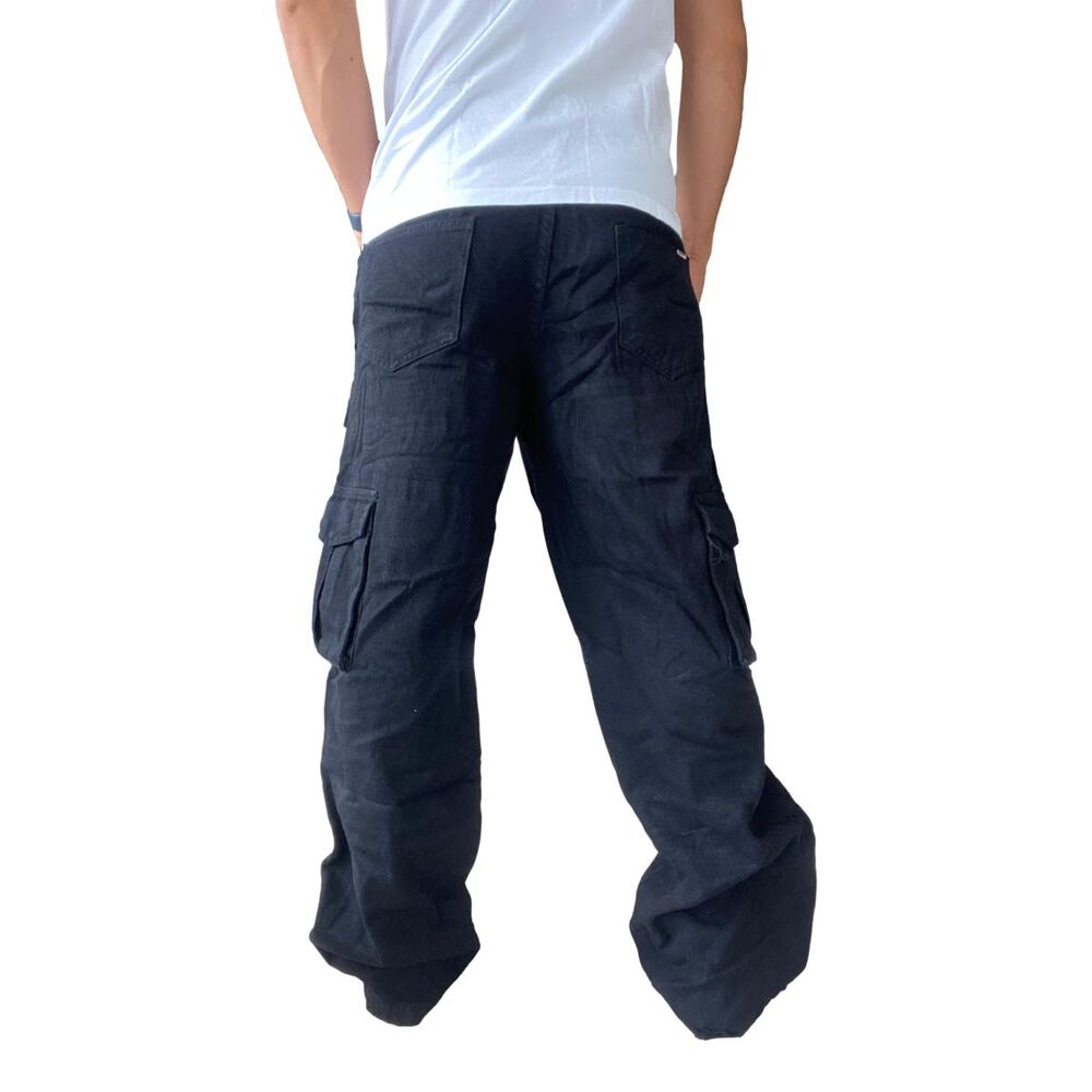 Jeans Diábolo Negro Cargo Ancho Wide Leg Hombre image number 4.0