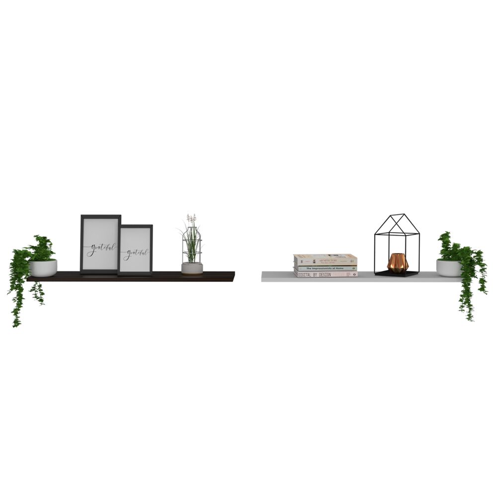 Set 2 Repisas 160x25x1,5 Cm Fm-002b Blanco Y Café Oscuro image number 2.0