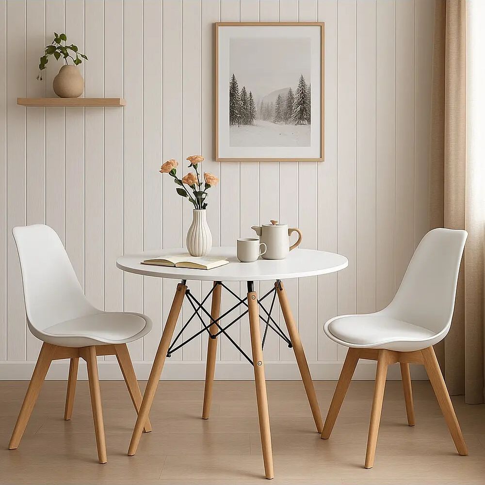 Comedor Mesa 80cms Blanca + 2 Sillas Tulip Blanca image number 0.0