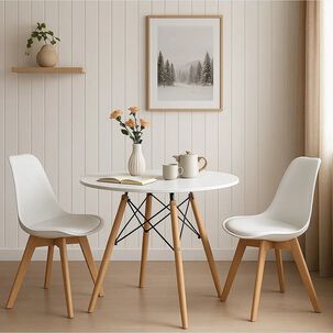 Comedor Mesa 80cms Blanca + 2 Sillas Tulip Blanca