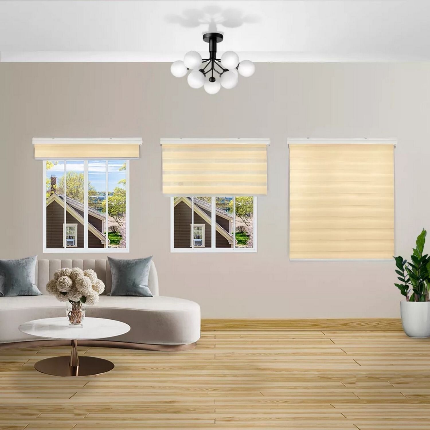 Cortina Roller D&uacute;o Zebra D&iacute;a Noche Beige 120 X 200 Cm image number 5.0