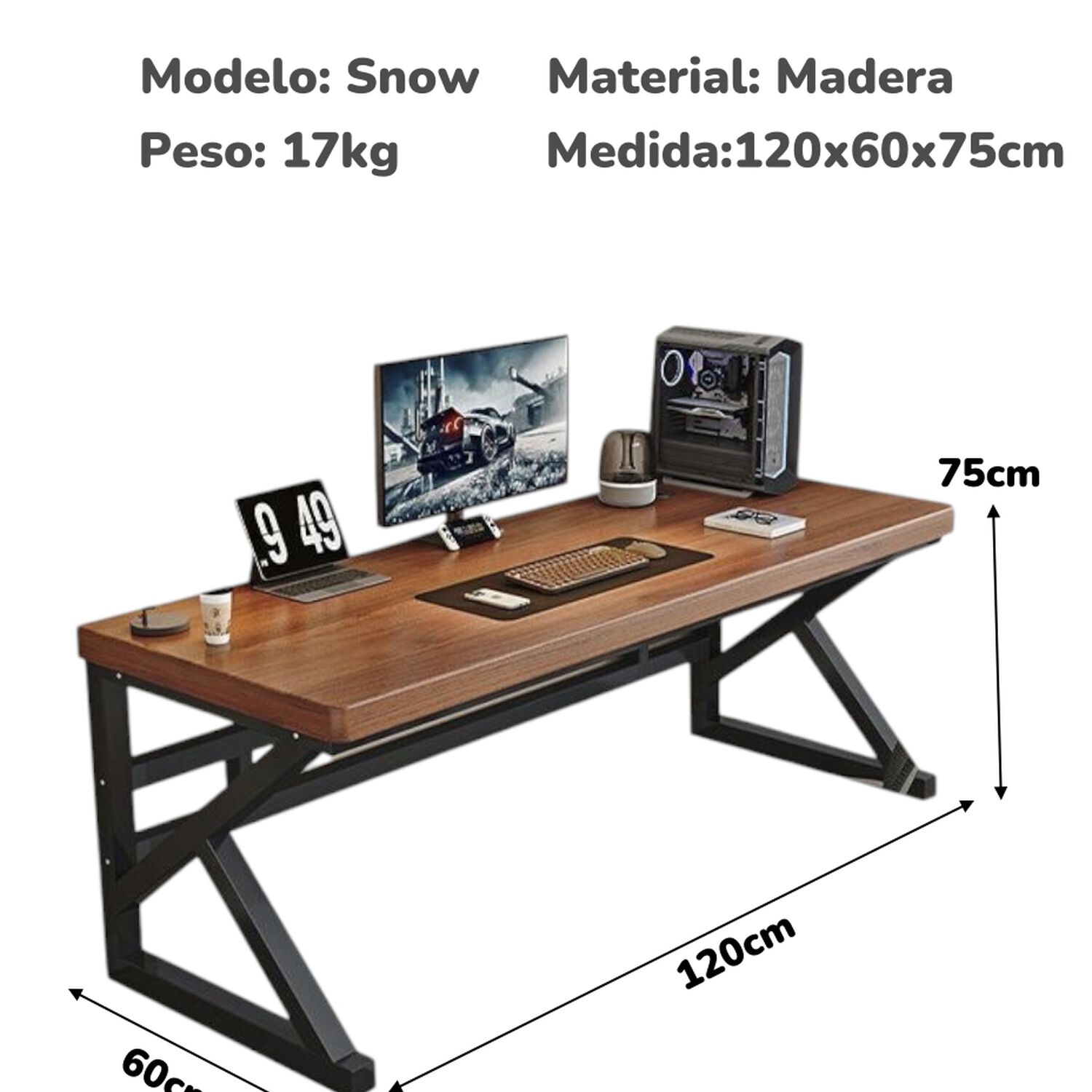 Escritorio De Madera Dise&ntilde;o K Snow 120cm Lubabycas image number 2.0