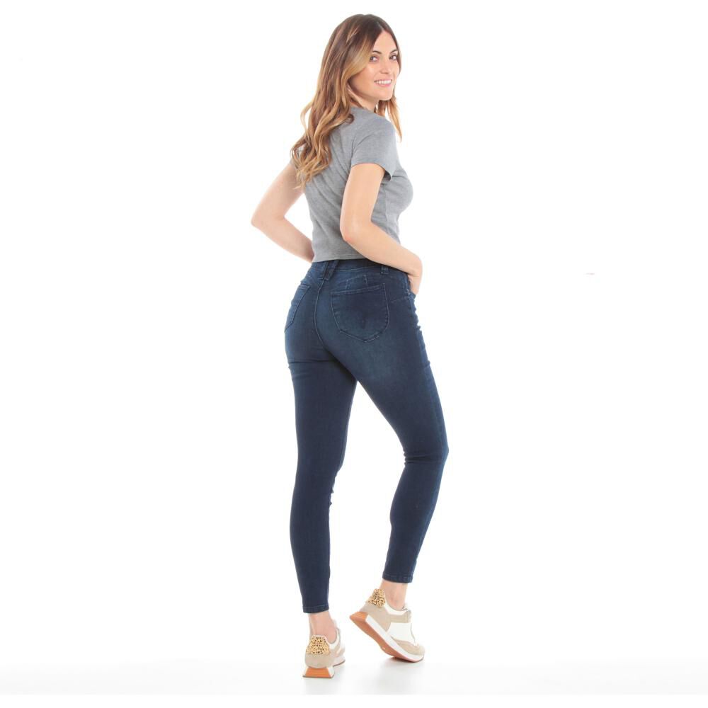 Jeans Pretina Básica Tiro Alto Pitillo Push Up Mujer Wados image number 3.0