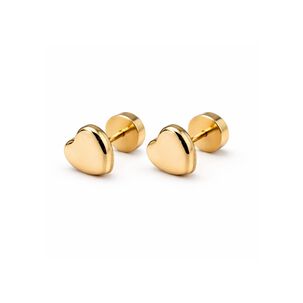 Aros Coraz&oacute;n Abridores 5x5mm Oro 14k A Presi&oacute;n Beb&eacute; Ni&ntilde;a Hipoalerg&eacute;nicos