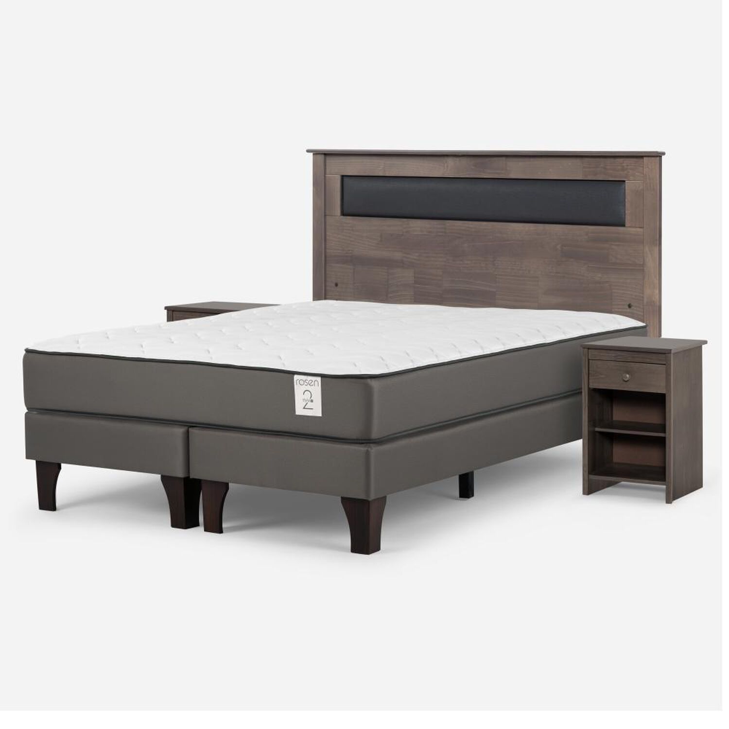 Cama Europea Rosen New Style 2 Plus / King / Base Dividida + Set De Maderas image number 1.0