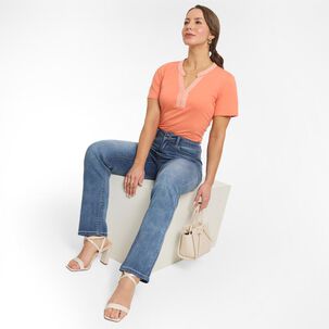 Jeans Clásico Tiro Medio Regular Mujer Geeps