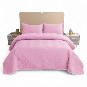 Colcha De 1.5 Plazas Cobertor Para Cama 180cm X 230cm Quilt De Verano Cubrecama Color Rosado