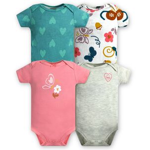 Pack 4 Bodys Ni&ntilde;a Manga Corta Tedmimak 100% Algod&oacute;n Mariposas Rosa