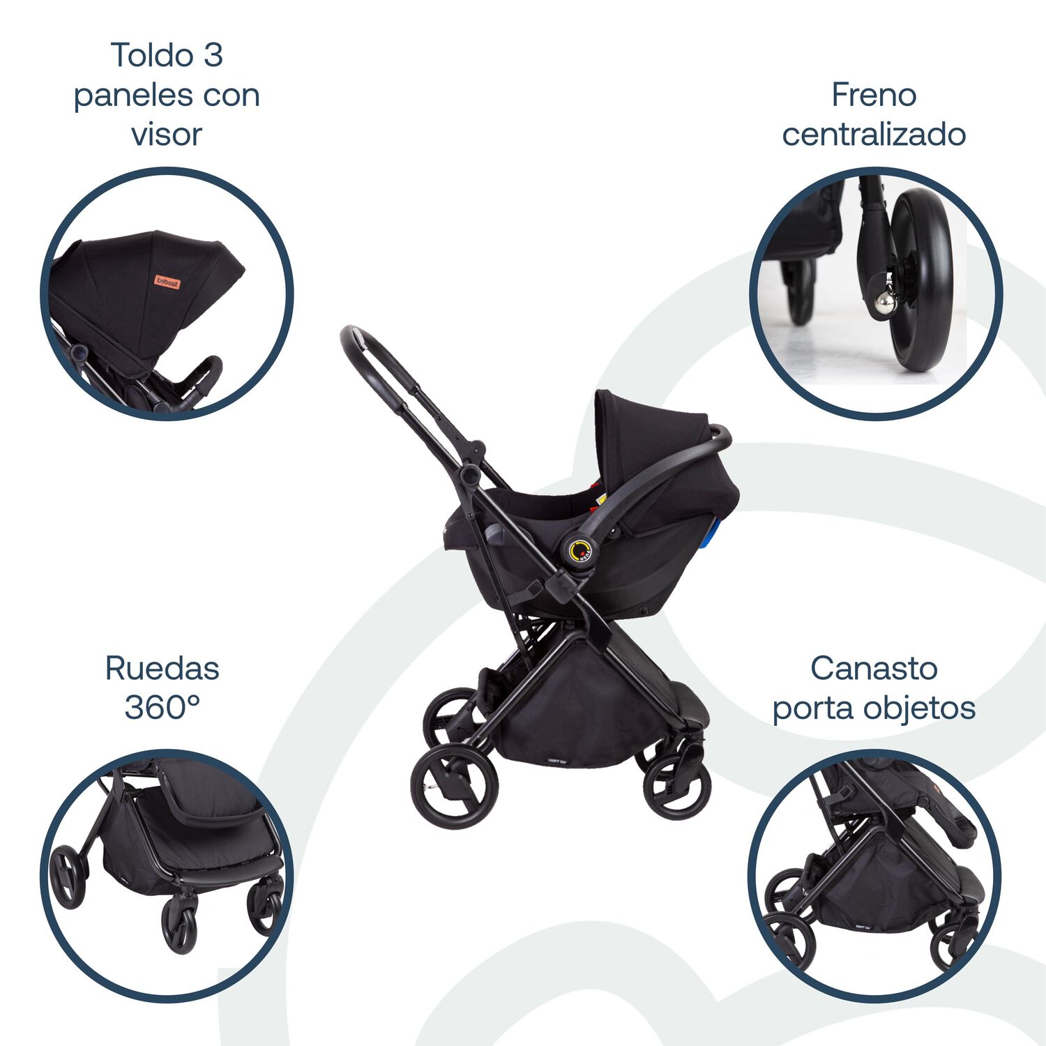 Coche Cuna Travel System Swift 360 Negro image number 3.0
