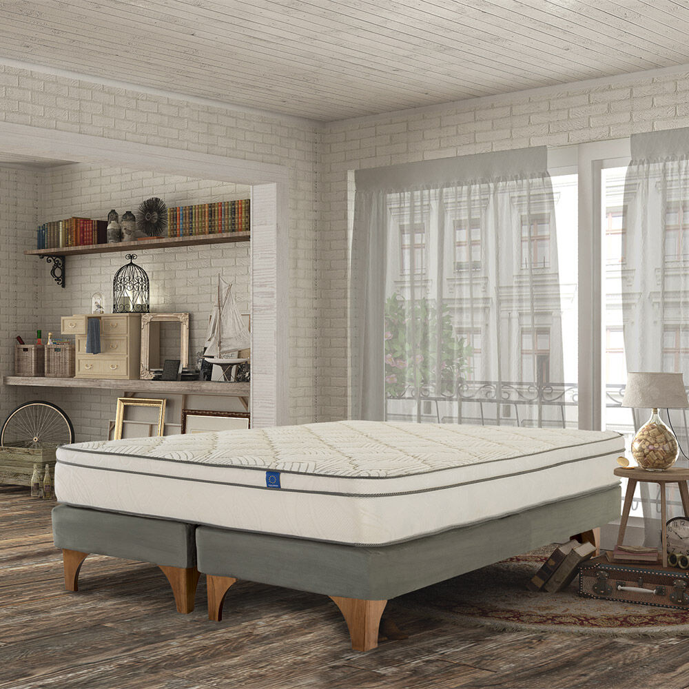 Cama Europea Flex Valencia / 2 Plazas / Base Divida + Set De Maderas image number 4.0