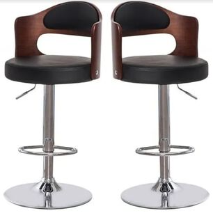 Pack 2 Sillas Bar Taburete Madera Con Respaldo Boscco