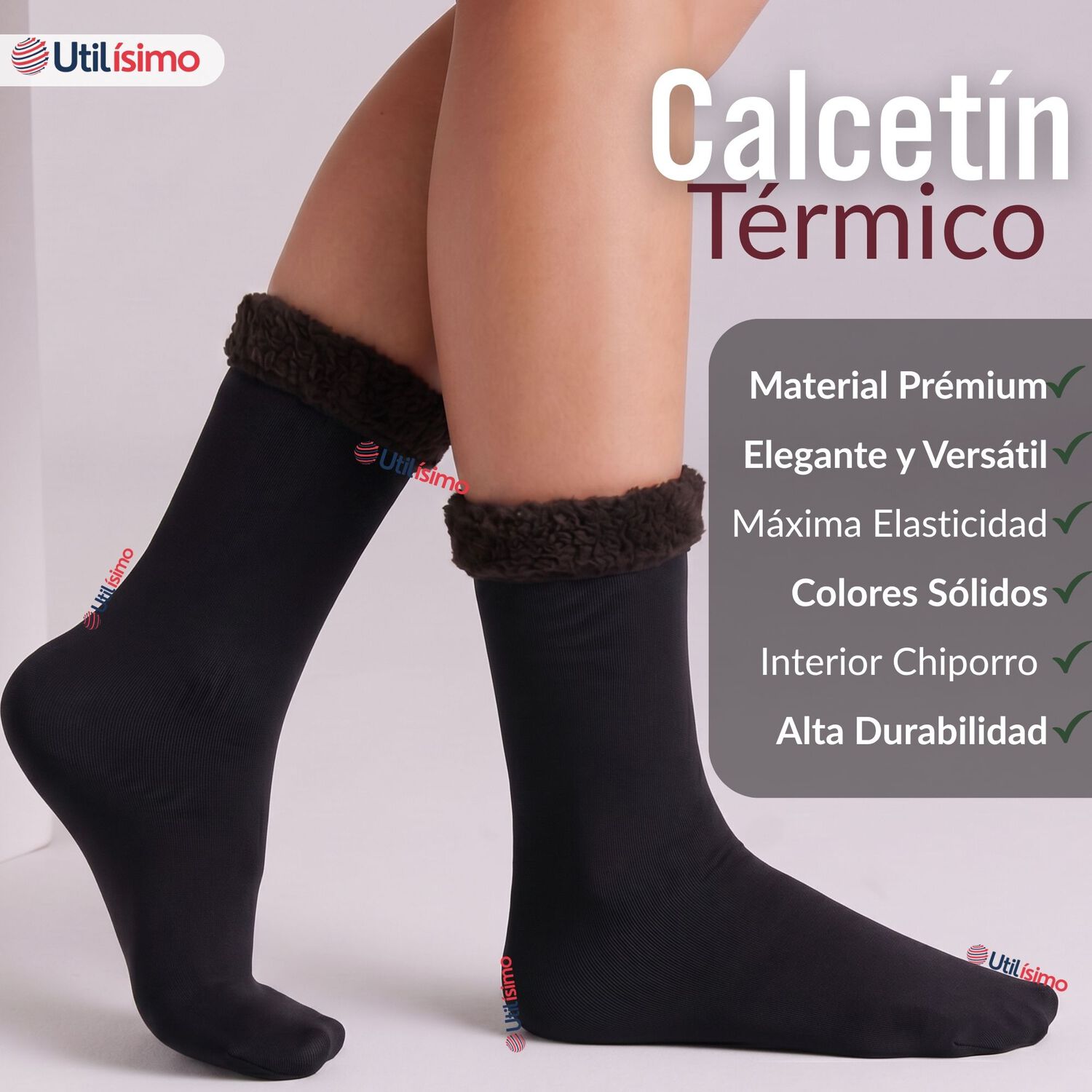 Calcet&iacute;n Chiporro Mujer Ultra T&eacute;rmico Negro Invierno Polar 1 Par image number 2.0
