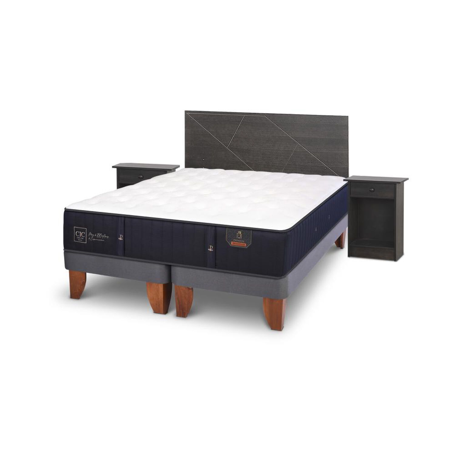 Cama Europea Cic Premium / King / Base Dividida + Set De Maderas image number 1.0