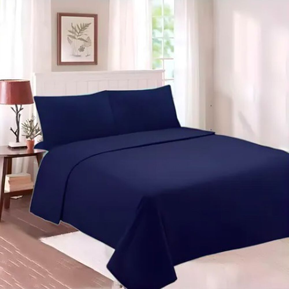 Juego De S&aacute;banas 1.5-188 Hilos Azul image number 1.0