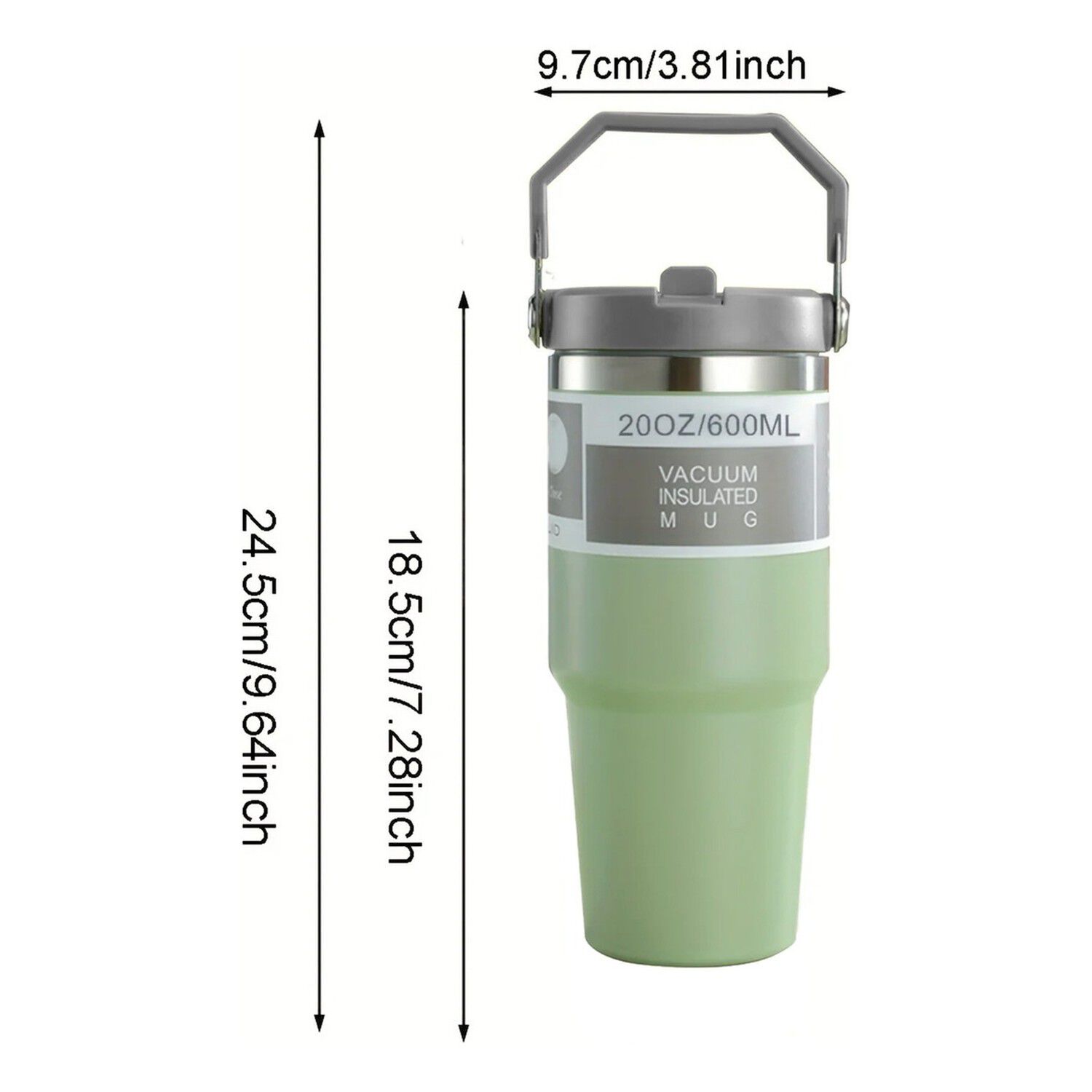 Mug Termo Inoxidable 600ml Verde Claro Para Caf&eacute; Agua image number 3.0