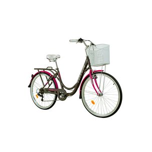 Bicicleta Totem City Dama Aro 26 Gris Con Fucsia
