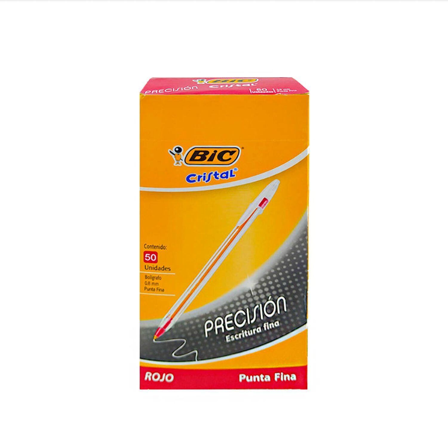 Pack 50 Bic Cristal 0.8 Punta Fina Rojo image number 0.0