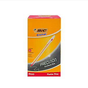 Pack 50 Bic Cristal 0.8 Punta Fina Rojo