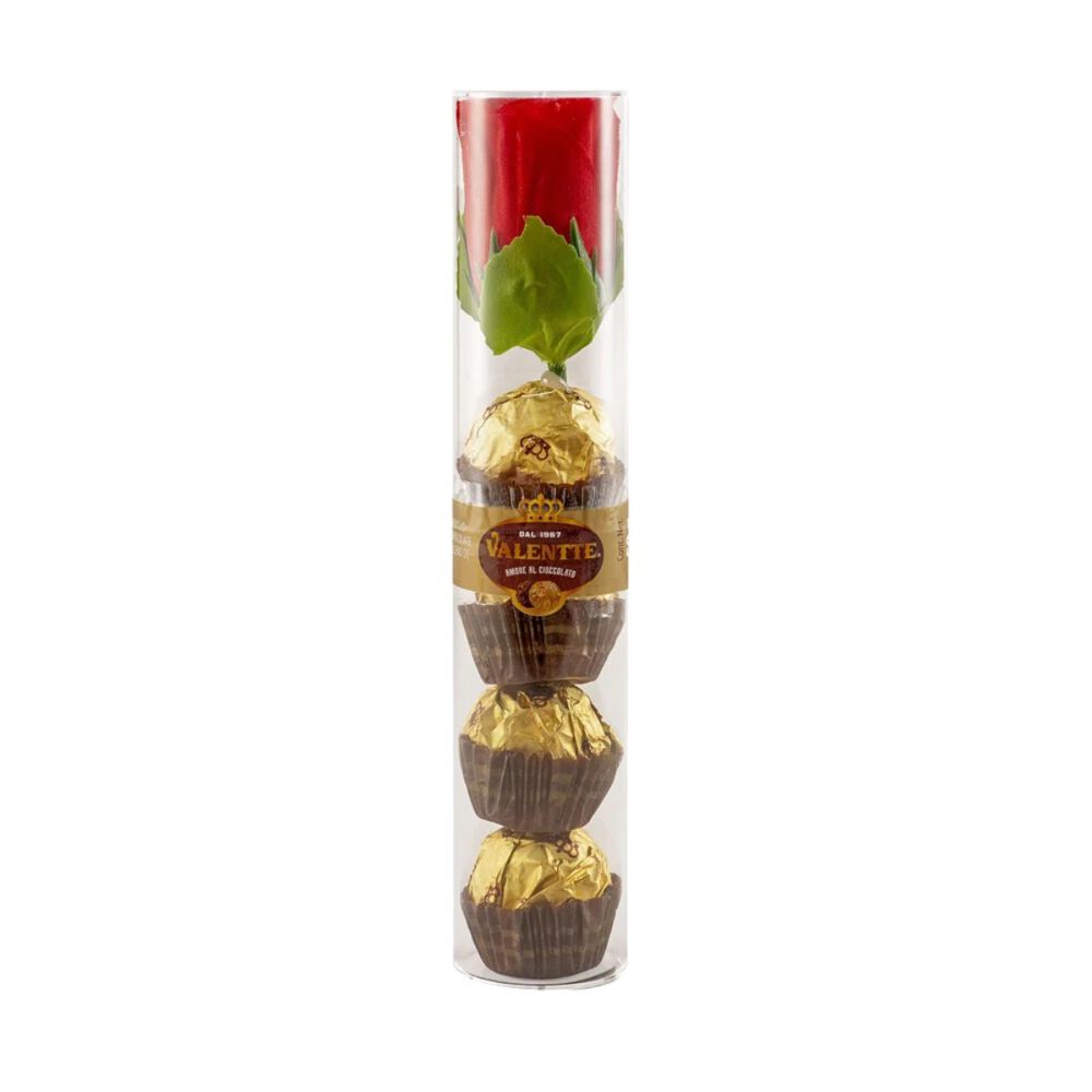 Pack De 4 Tubos De Bombones De Chocolate Valentte Con Flor image number 0.0