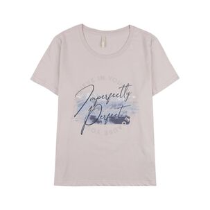 Polera Lisa Con Estampado Frontal Manga Corta Cuello Redondo Mujer Geeps