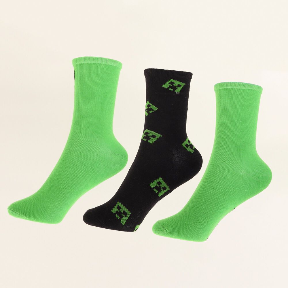 Tripack Calcetines Ni&ntilde;o Verde Creeper Minecraft image number 0.0