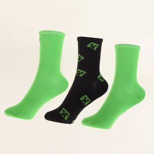 Tripack Calcetines Ni&ntilde;o Verde Creeper Minecraft
