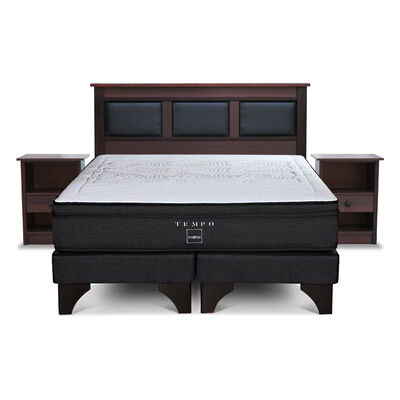 Cama Europea Rosen Tempo / 2 Plazas / Base Dividida + Set de Maderas Argos