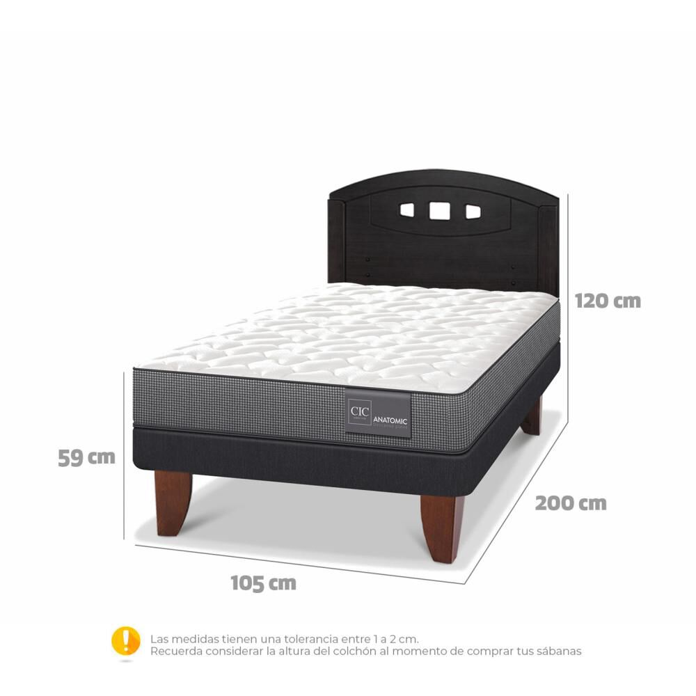 Cama Europea Cic Anatomic / 1.5 Plazas / Base Normal + Respaldo image number 4.0
