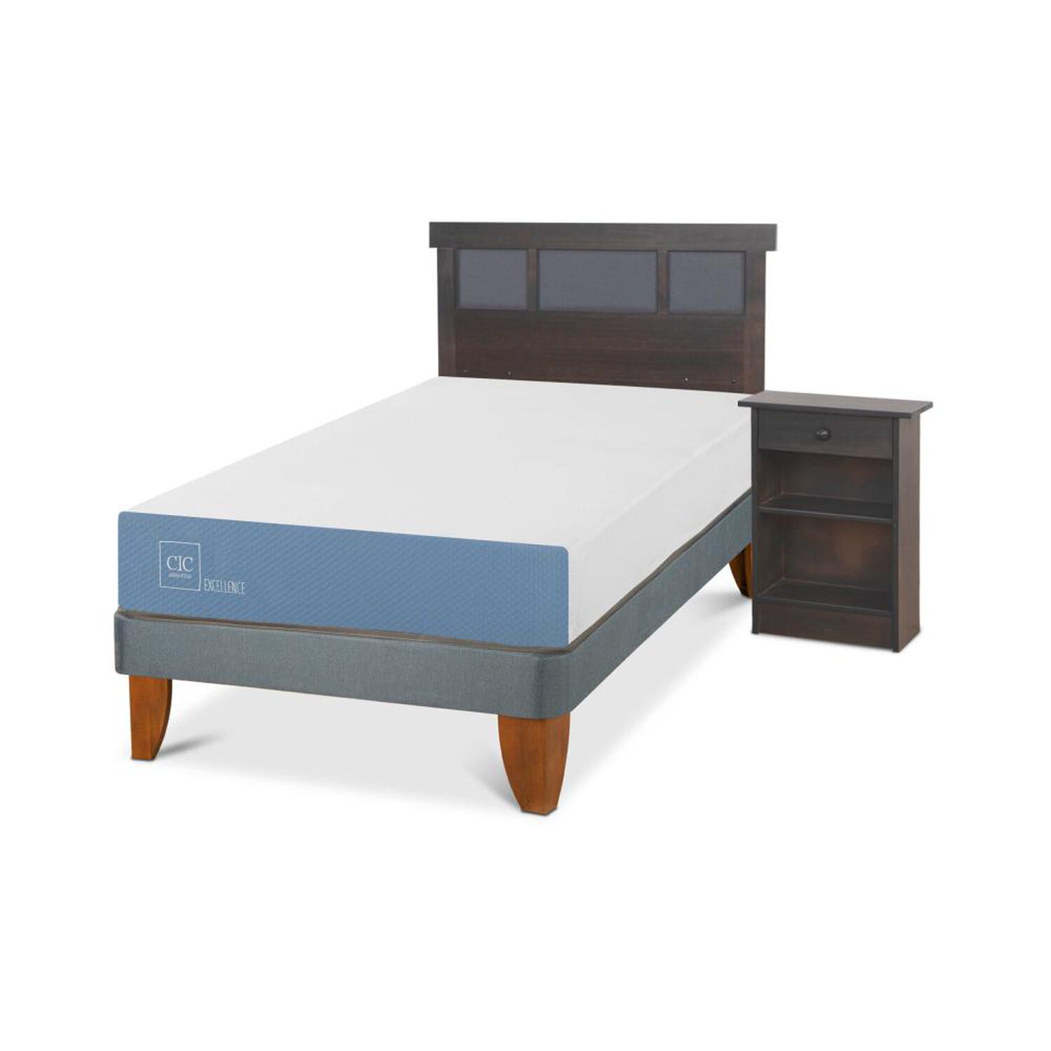 Cama Europea Cic Excellence / 1.5 Plazas / Base Normal + Set De Maderas image number 1.0