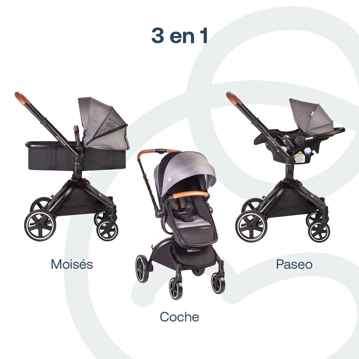 Coche Cuna Travel System Deluxe 360&deg; Sx Gris image number 8.0