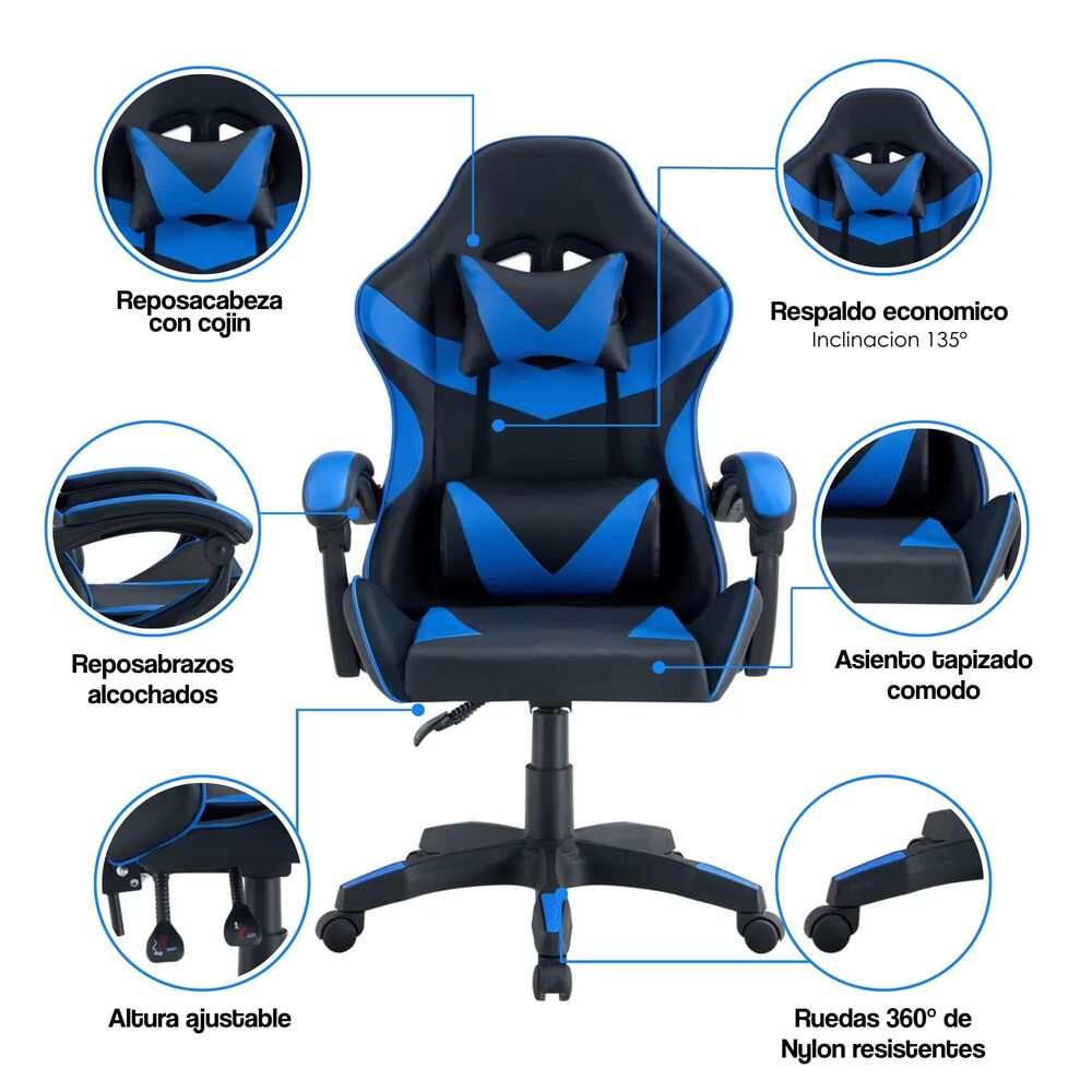 Silla Gamer Tokio - Ergon&oacute;mica Y Reclinable En Color Negro/rojo Para M&aacute;ximo Confort image number 2.0
