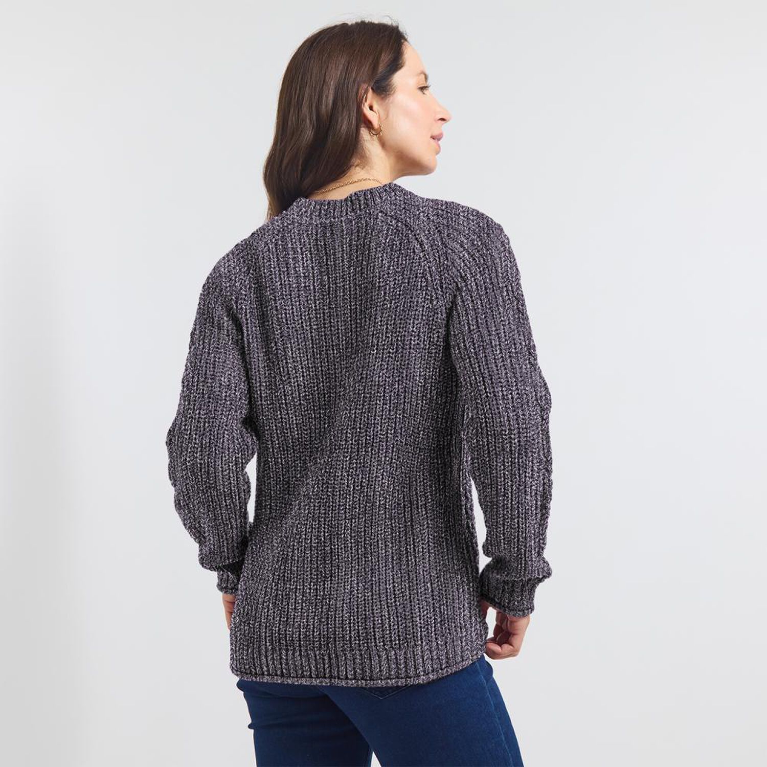 Sweater Melange Aplicaci&oacute;n Boton En Hombro Cuello Redondo Mujer Geeps image number 1.0