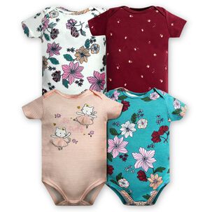 Pack 4 Bodys Niña Manga Corta Tedmimak 100% Algodón Bailarina Ballet