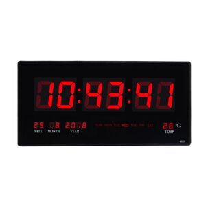 Reloj Digital Led Pared Hora Fecha Temperatura 22x46x2.5 Cm