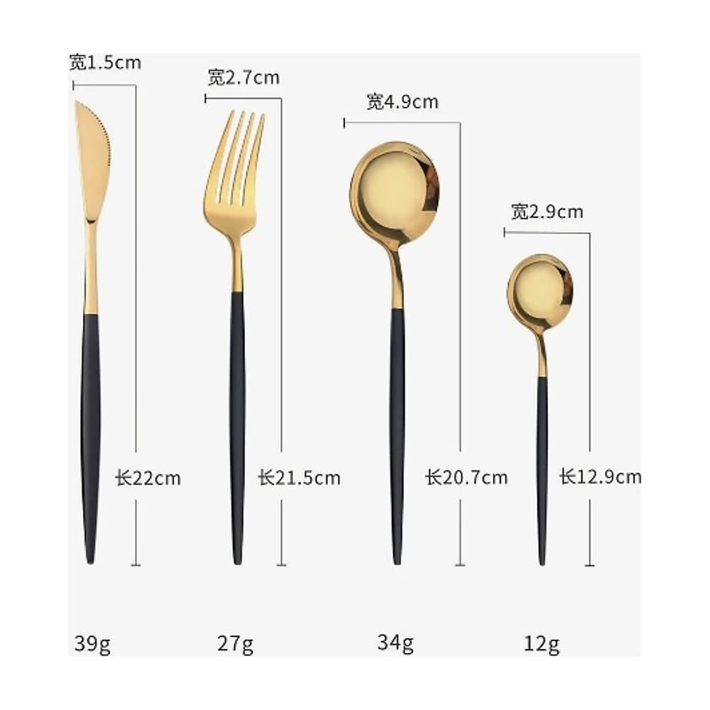 Set Cubiertos 16 Piezas Dorado Con Negro image number 3.0