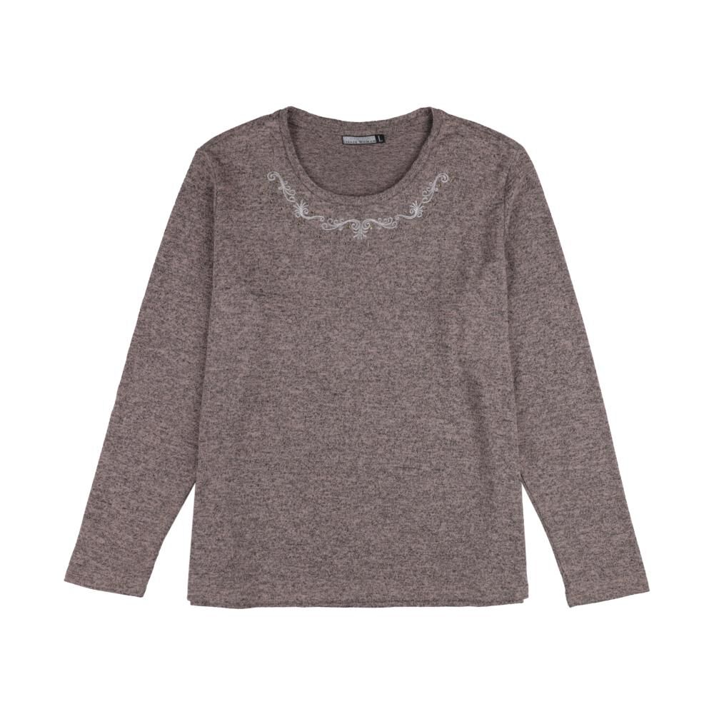 Sweater Melange Manga Larga Cuello Redondo Mujer Lesage image number 0.0
