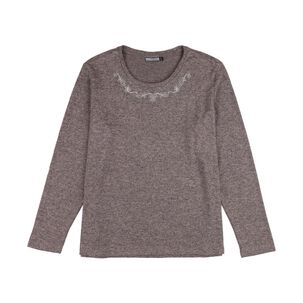 Sweater Melange Manga Larga Cuello Redondo Mujer Lesage