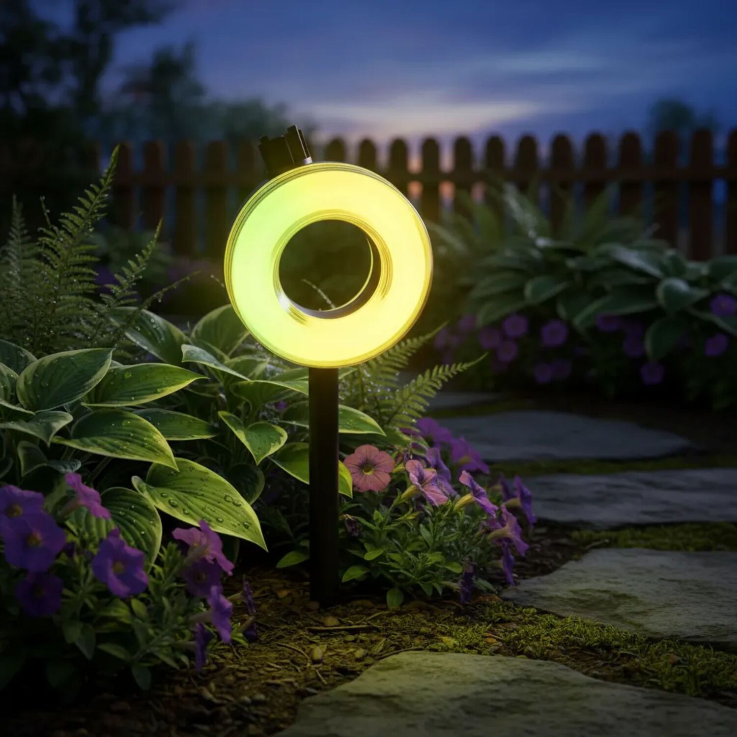 Foco Solar Led Ideal Para Jard&iacute;n Exterior Rgb Estaca Negro image number 2.0