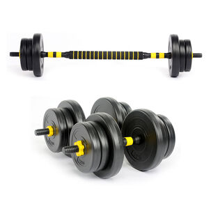 Set Barra Y Mancuernas Ajustable 20 Kg Amarillo