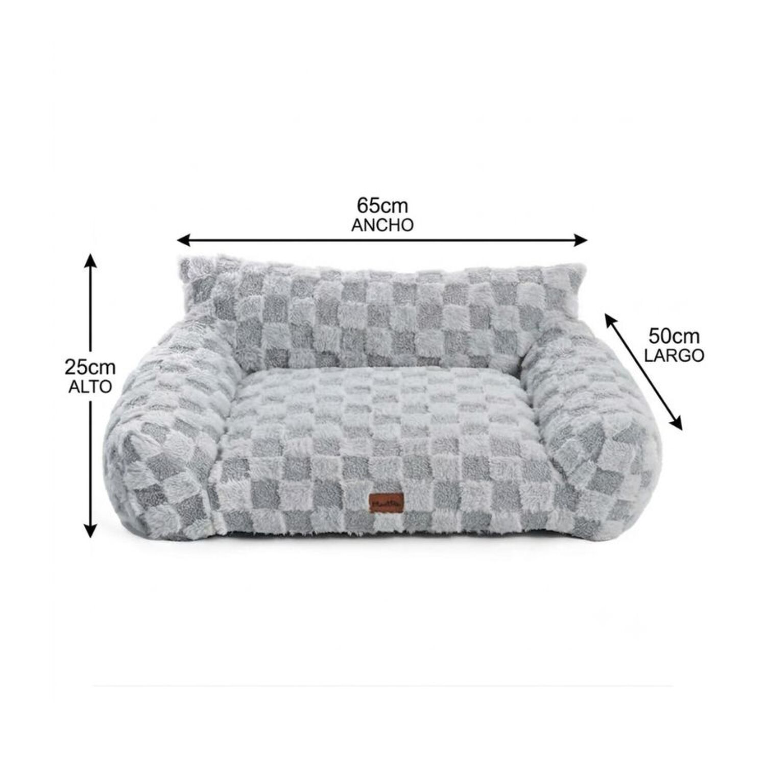 Cama Sof&aacute; Para Perros Y Gatos Dise&ntilde;o Cuadros Gris Lavable Talla S image number 1.0