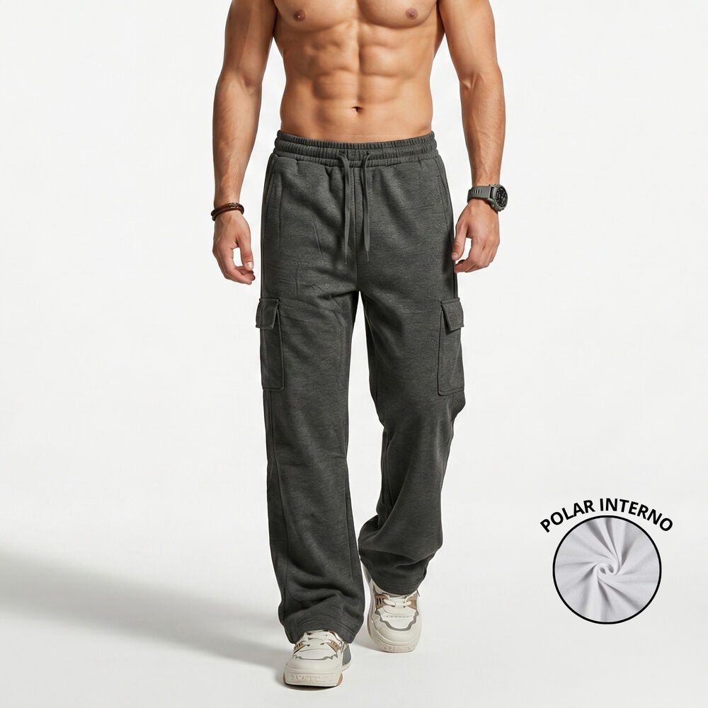 Pantalon Buzo Cargo Forro Polar Hombre image number 0.0