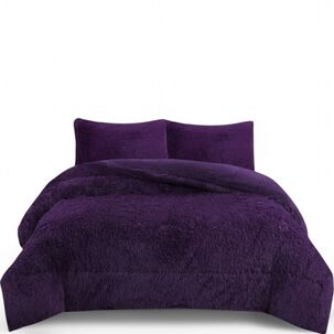 Cobertor De Invierno Peludo Con Chiporro De 2 Plazas + 2 Fundas De Almohada Color Morado