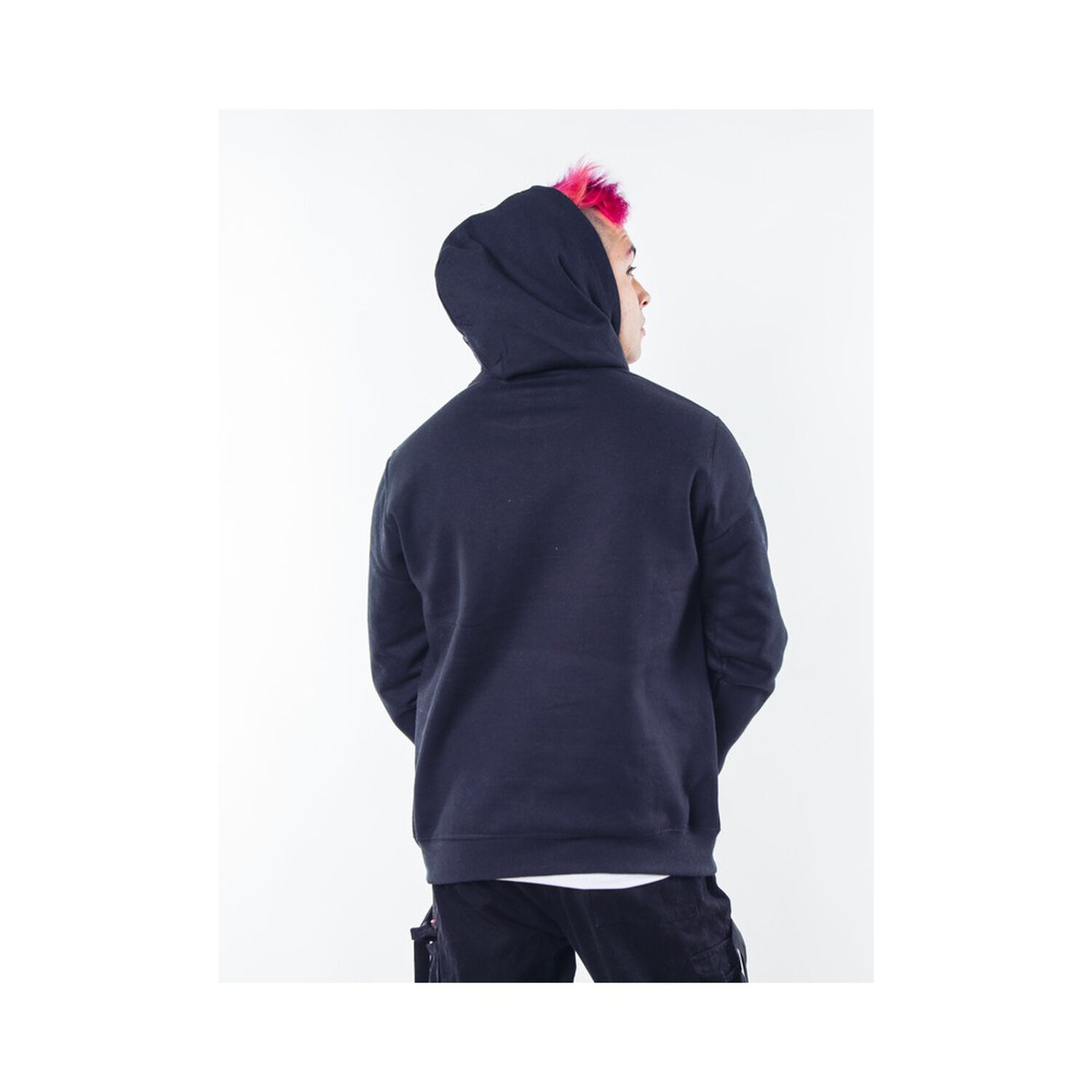 Poleron Negro Canguro Hombre Relaxed Fit Para Estampar image number 1.0