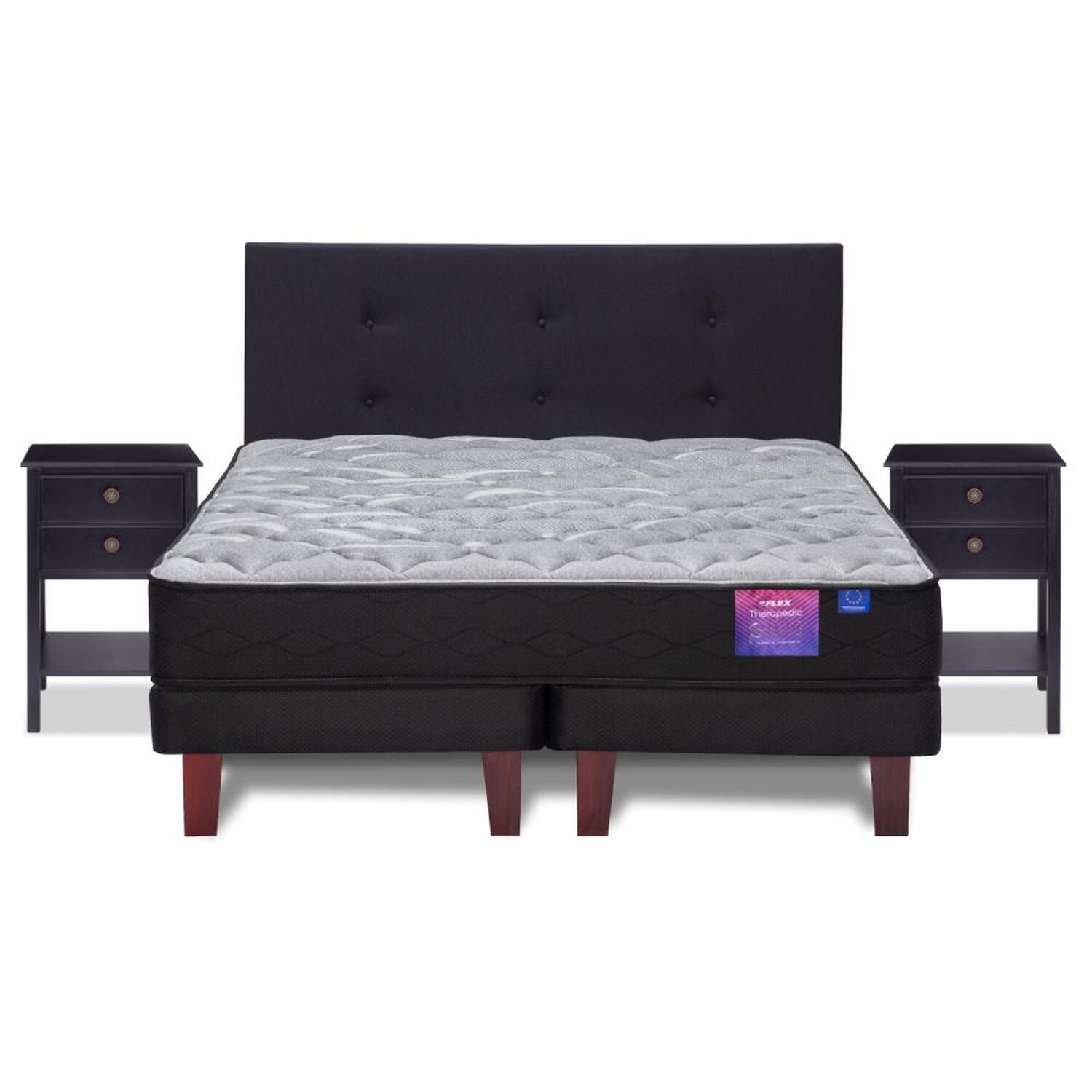 Cama Europea Flex Therapedic Plus / King / Base Dividida + Set De Maderas image number 1.0