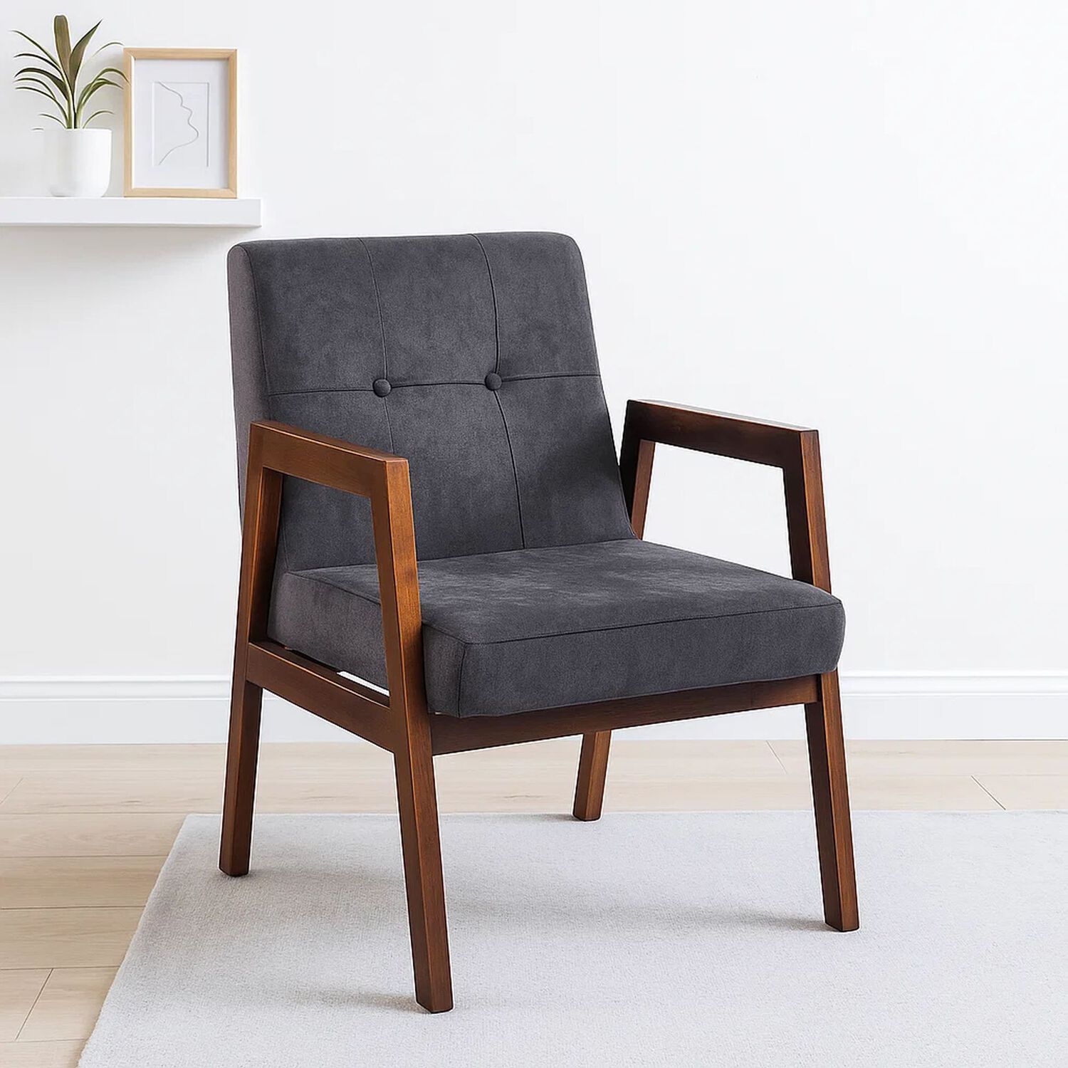 Sill&oacute;n Marlow De Terciopelo - Gris Oscuro image number 1.0